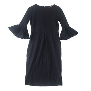 Dress‎ Like An Angel Sheath Dress Womens Small Black Bell Sleeve Pleated